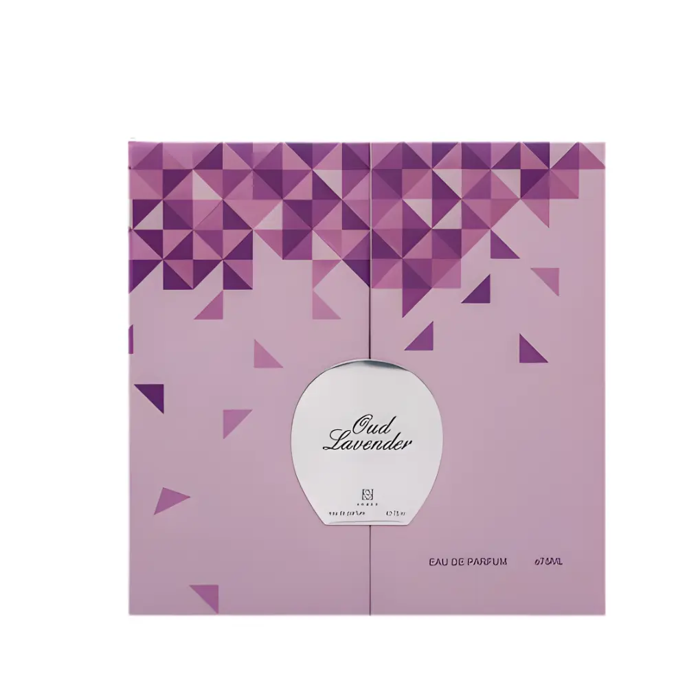 Oud Lavender Perfume by Ahmed Al Maghribi Box