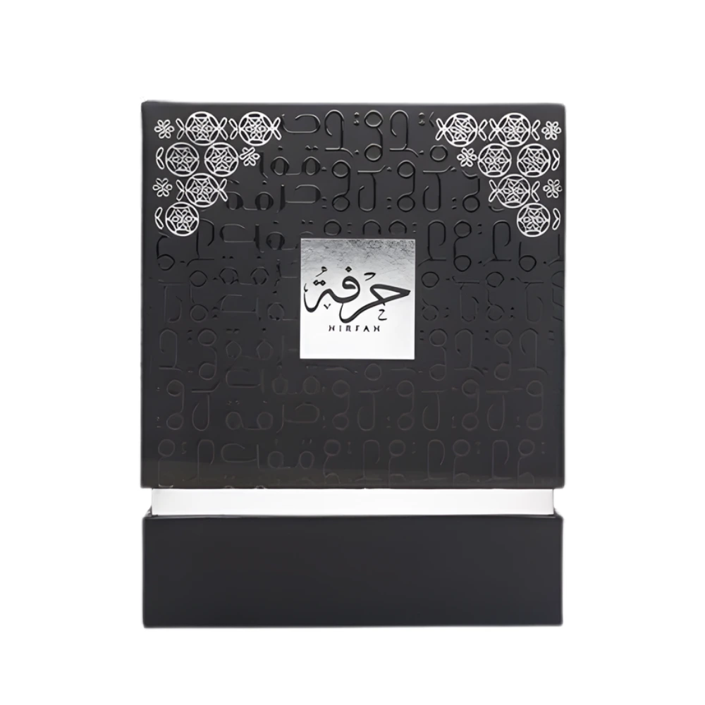 Hirfah perfume by ahmed al maghribi box